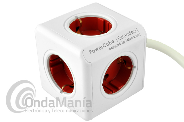 Regleta Enchufes Cubo Allocacoc Power Cube USB Gris