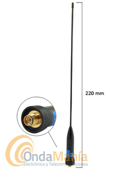 D.ORIGINAL SRH-701SMA INVERTIDO FEMALE - Antena Flexible 144/430 MHZ con conector SMA hembra (SMA invertido) con 22cm. de longitud
