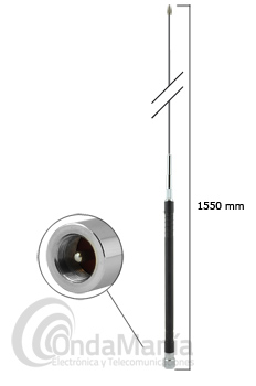 D-ORIGINAL DX-HF40 ANTENA MOVIL MONO-BANDA PARA 40 MTS - Antena mono-banda de HF de movil para la banda de 40 metros / 7 Mhz, con conector tipo PL, 150 W de potencia, tiene una longitud de 155 cm y un peso de 285 gramos