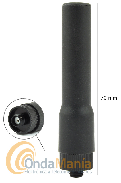 ANTENA D-ORIGINAL SRH-75-F-FLEX - Antena para walky doble banda super flexible con conector SMA invertido (SMA Female) con una longitud de 70 mm.
