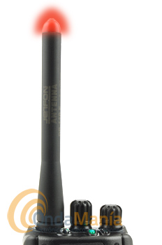 JETFON DB-110F ANTENA DOBLE BANDA CON LED Y SMA INVERTIDO - Antena doble banda VHF/UHF con led rojo en la punta el cual se ilumina al transmitir, tiene una longitud de 11,5 cm y un conector SMA hembra (SMA invertido).