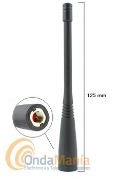 ANTENA DE UHF PARA DYNASCAN L-44 O WALKYS CON CONECTOR SMA - Antena de UHF con conector SMA macho con una longitud de 125 mm  para el Dynascan L-44 Plus o cualkier walky que tenga toma de antena con conector SMA
