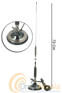 ALL-RIGHT 1 ANTENA ARTICULADA MAGNETICA CB - Antena magnética articulada 180º de 5/8 con 73 cm de longitud, fácil instalación , articulada, orientable gracias a su base de tipo 