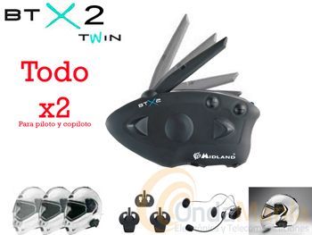 BTX2 TWIN INTERCOM MIDLAND PARA PILOTO Y COPILOTO O MOTO A MOTO + PORTE GRATIS