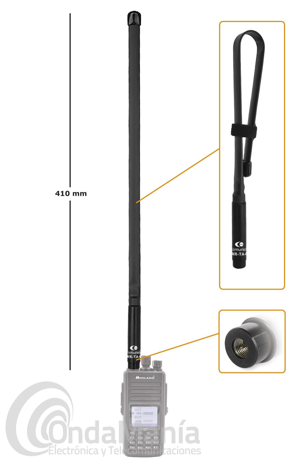 SRH607S : Antenne portable Komunica VHF-UHF, 70cm, flexible