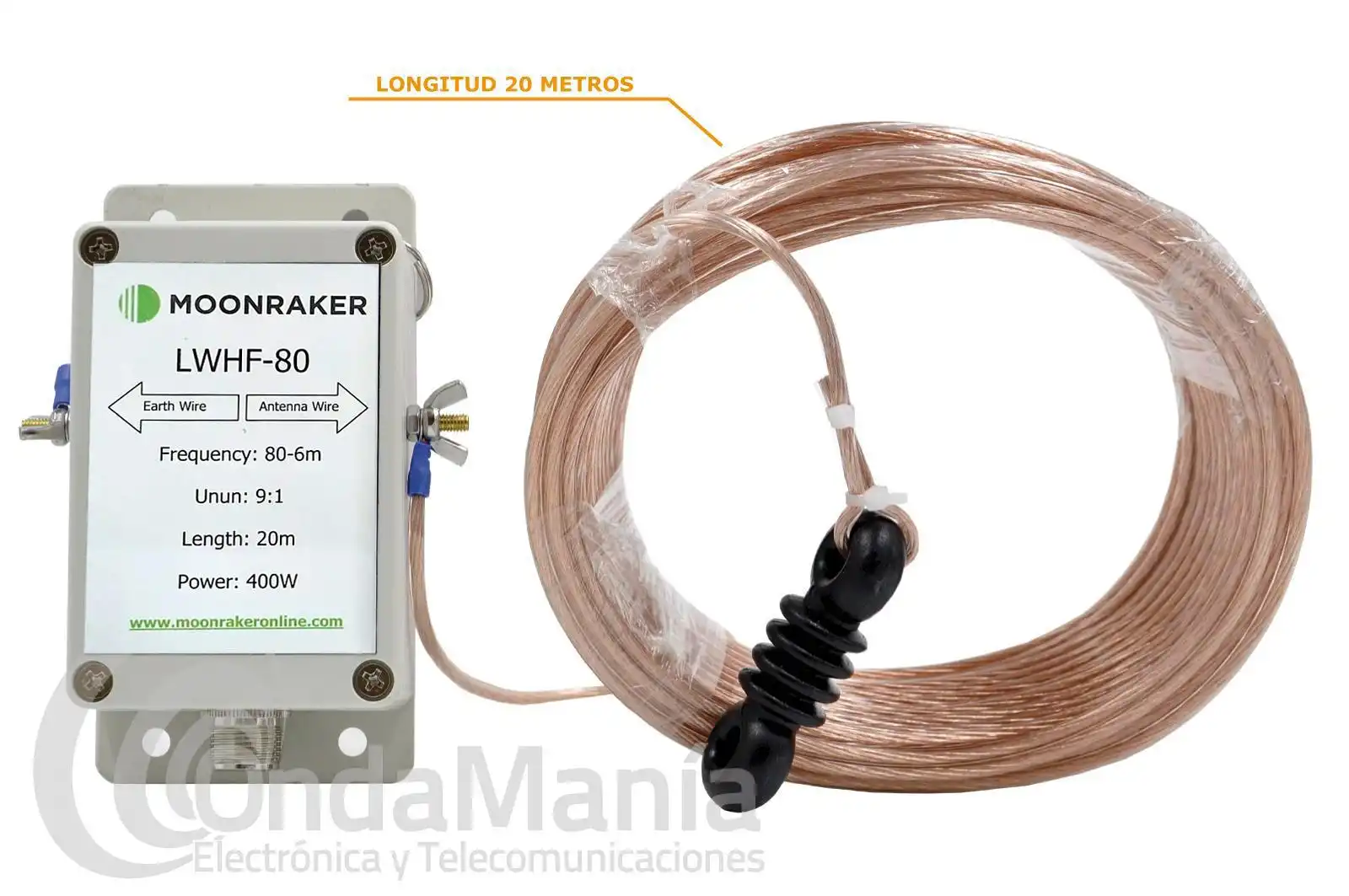 Antenna A Filo Lungo LW-20 Multibanda HF 80-6m – 400W, UNUN 9:1, 20,28 Metri, Per Radioamatori, 3,5-52 MHz