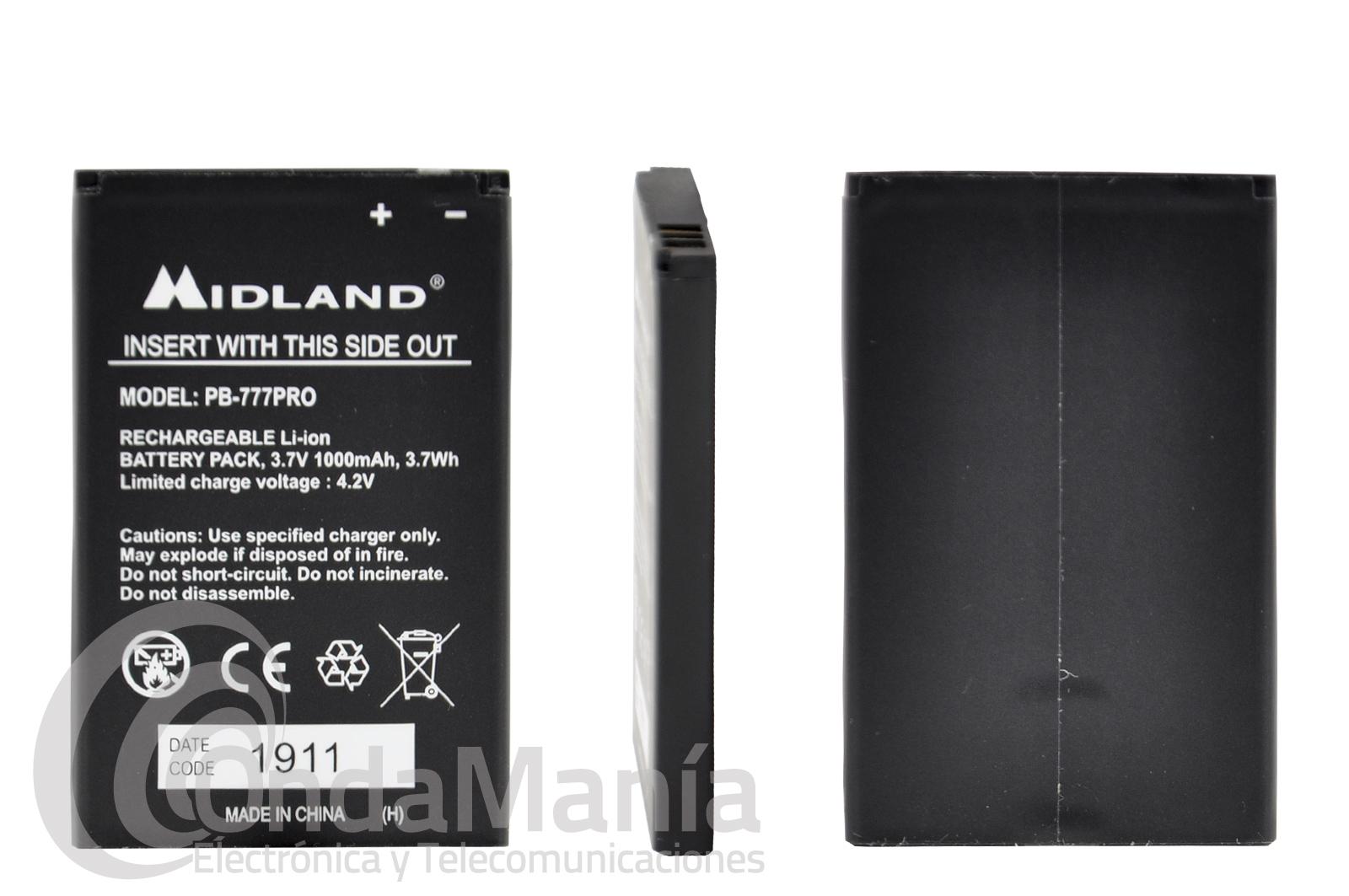 delincuencia Rayo entusiasmo Batería Midland PB-777PRO compatible con los walkie talkie 777 PRO