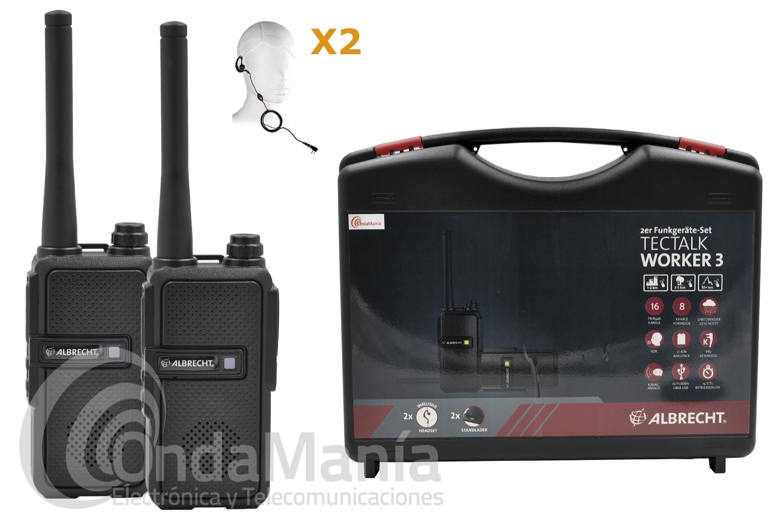 29895 PMR446 Alcance de hasta 10 km Walkie-talkies con Funda Protectora y Cable de Carga USB-C Albrecht Tectalk Deluxe 