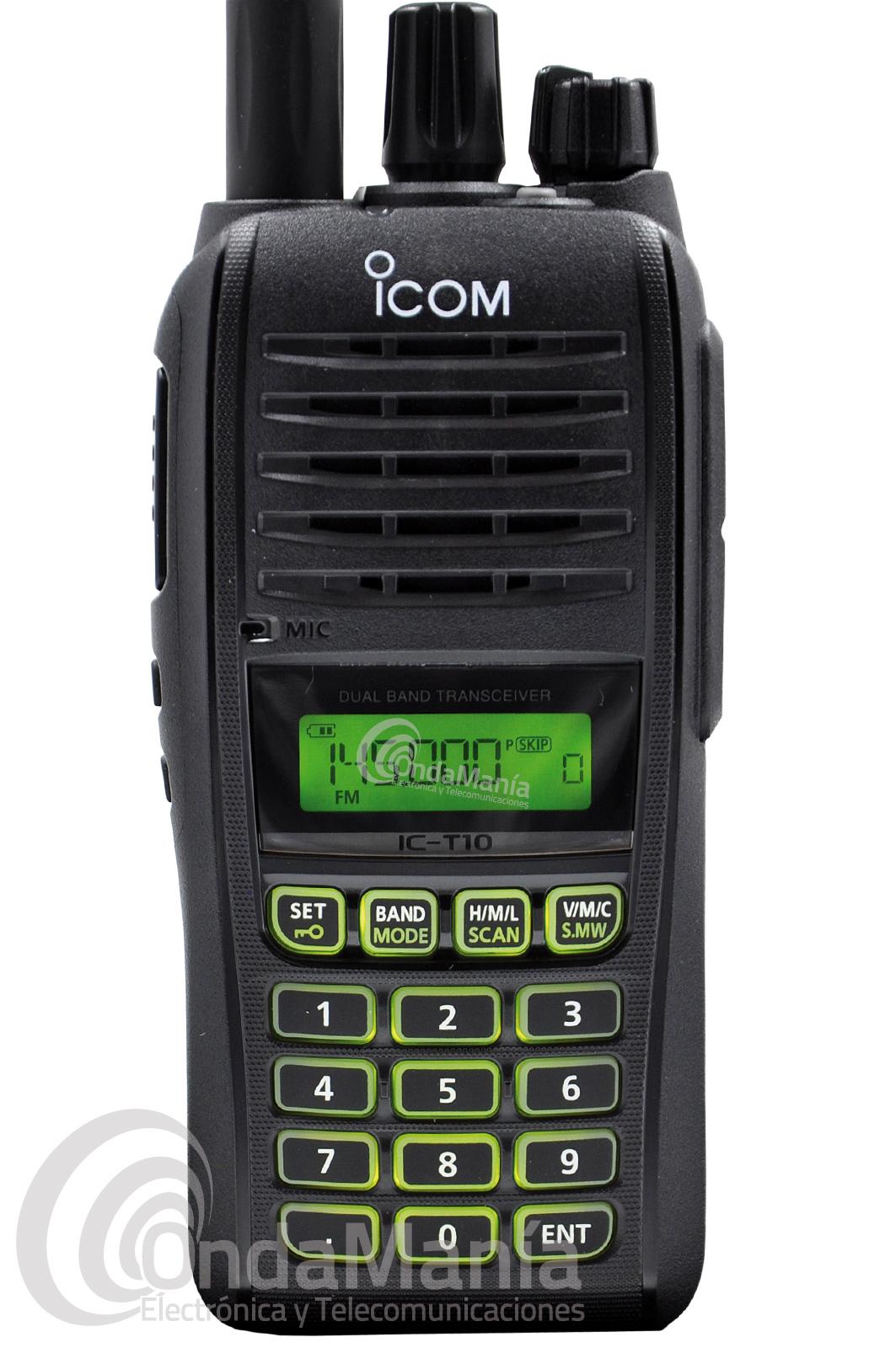 Walkie talkie banda ICOM IC-T10 con radio comercial FM, 5 W
