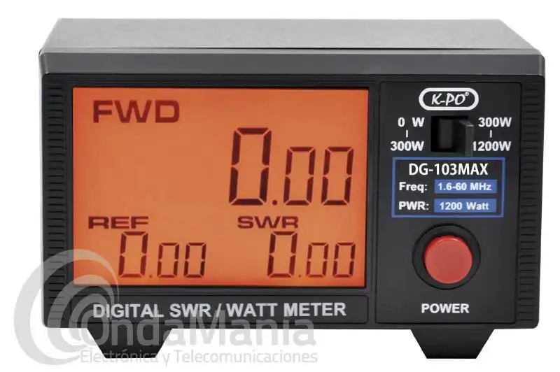 K-PO DG-103MAX MEDIDOR DE ESTACIONARIAS ROE Y WATIMETRO DIGITAL DE ALTA CALIDAD DE 1,6-60 MHZ/1200 W