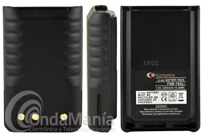 KOMUNICA FNB-104LI BATERIA COMPATIBLE CON VERTEX/MOTOROLA VX-230 Y VX-231 - Batera de Ion-Litio Komunica FNB-104LI con 7,4 V y 2200 mAh compatible con VX-230 y VX-231.