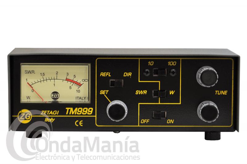MEDIDOR DE ROE, ACOPLADOR Y WATIMETRO ZETAGI TM-999 - El Zetagi TM-999 es un medidor de ROE, vatimetro y acoplador (tuner) ideal para trabajar de 26 a 28 Mhz.