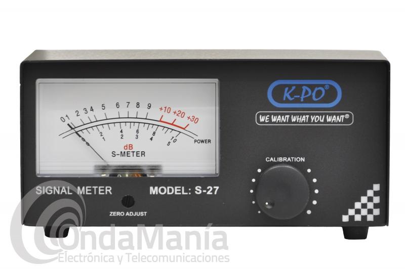 K-PO S-27 S-METER EXTERNO DE 26 A 30 MHZ - Medidor analógico externo de señal s-meter con un rango de frecuencias de 26 - 30 Mhz, Incluye cable con conector de 2,5 mm en su extremo.
