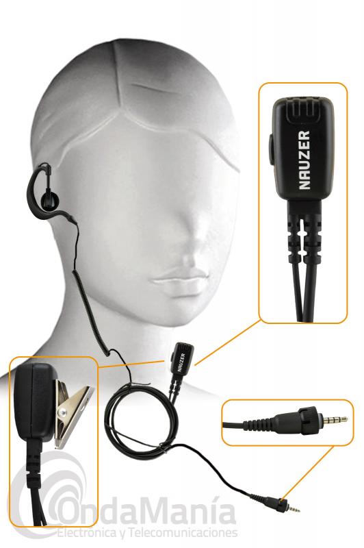 PINGANILLO NAUZER PIN-29K5 COMPATIBLE CON EL KENWOOD TK-3601 - El pinganillo Nauzer PIN29K5 es un micro-auricular compatible con el Kenwood TK-3601D, dispone se un auricular con soporte ergonmico para la oreja, cable rizado, el auricular sirve para colocarlo en los dos odos gracias a su giro de 360 grados, el micrfono incluye un clip metalico para sujecin a la solapa, cazadora,....