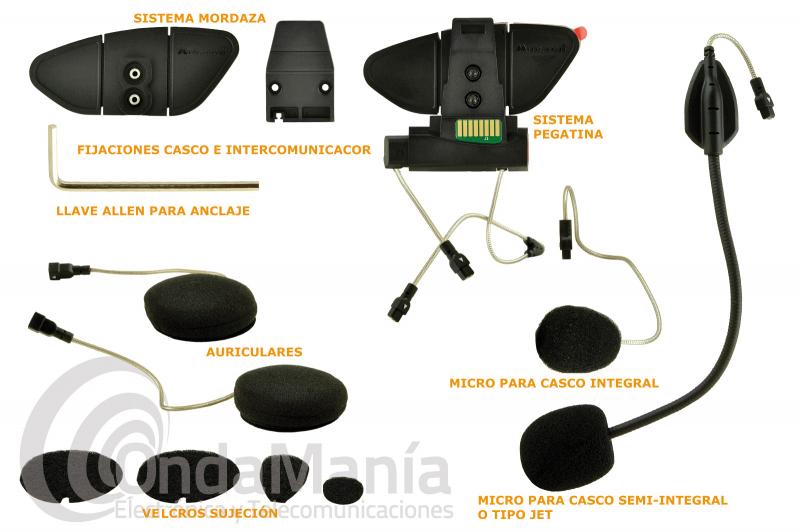 MIDLAND BT-PRO AUDIO KIT HI-FI PARA LOS INTERCOM DE MOTO SERIE PRO, BTX1 PRO, BTX2 PRO, BT-NEXT PRO - El Midland BT-PRO AUDIO KIT HI-FI es un Kit de audio completo con 2 altavoces HI-FI, 1 micrófono de hilo, 1 micrófono de varilla, 1 base deslizante con Emergency Stop Light, 1 base biadhesiva y una base de fijación al casco mediante tornillos, es compatible con los intercomunicadores de moto Midland de la serie PRO como los BTX1 PRO, BTX2 PRO, BT-NEXT PRO, a parte de utilizarlo como recambio, este kit es ideal para poder usar el intercom en un segundo casco.
