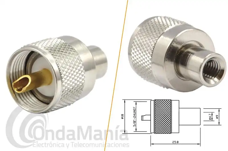 PL MACHO DE TEFLON CON VIVO DORADO PARA RG-58 SOLDAR