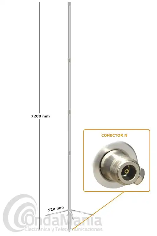 D-ORIGINAL DX-X-700NW ANTENA DE FIBRA DOBLE BANDA UHF/VHF 4 TRAMOS, 7.2 MTS