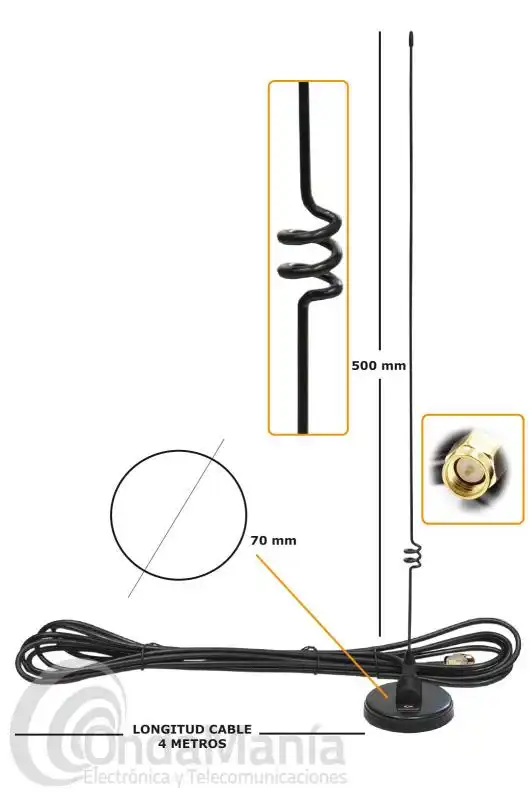 ANTENA MAGNETICA DOBLE BANDA UHF/VHF KOMUNICA KP-MINI-DUAL-SMA