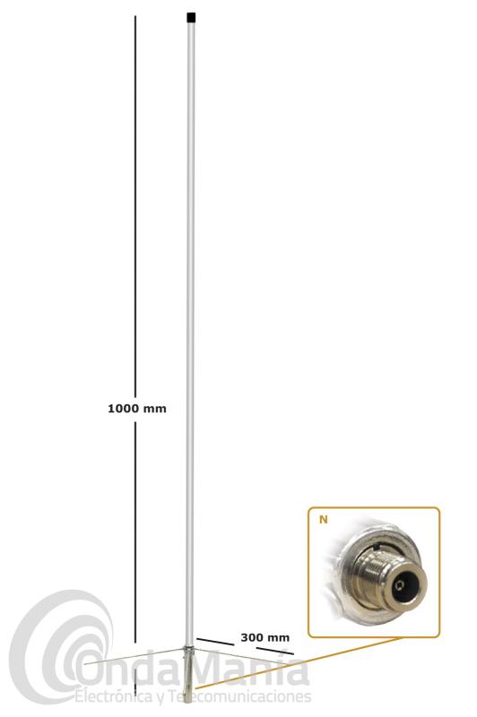 ANTENA VERTICAL DE RECEPCION MOONRAKER SCANKING DE 25 A 2000 MHZ - Antena vertical de base solo para recepción multibanda Moonraker Scanking fabricada en fibra de vidrio, incluye 3 radiales, con un ancho de banda de 25 a 2000 Mhz., elegante y más discreta que las antenas tipo discono, es muy fácil de instalar.