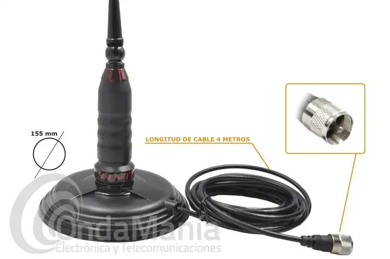 ANTENA MOVIL  DE BANDA CIUDADANA  CB-27 SUPER SANTIAGO 1200 + BASE MAGNETICA