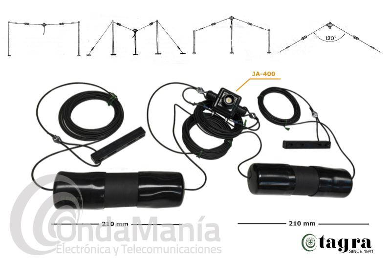 DIPOLO SIMETRICO DE HF PARA 3.7, 7, 14, 21, 28 MHZ CON 35,50 MTS, TAGRA DDK-40