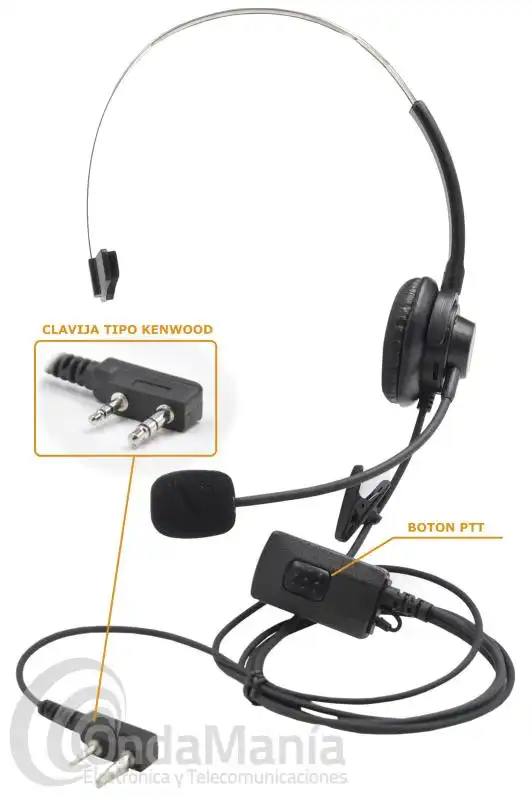 TELECOM MAD-1A-MB-K MICRO-AURICULAR CON DIADEMA Y MICRO CON  BOOM CONMUTACION TIPO  KENWOOD