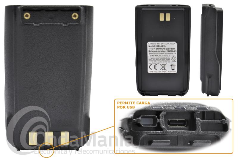ANYTONE QB-44HL-USB BATERIA ION-LITIO CON 3100 MAH PARA  ANYTONE AT-D868UV Y AT-D878UV CON TOMA USB