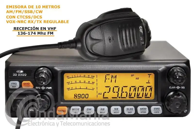 CRT SS-8900 TRANSCEPTOR DE ONDA CORTA CON AM/FM/SSB Y RECEPCION DE 136 A 174 MHZ