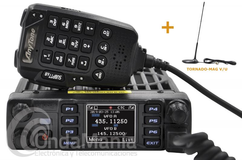 EMISORA DOBLE BANDA ANYTONE AT-D578UV PLUS DMR+BLUETOOTH+GPS APRS+BANDA AEREA+ANTENA MAGNETICA - Transceptor emisora móvil  doble banda UHF y VHF 144/430 Mhz, analógico y digital DMR Anytone AT-D578UV PLUS, con Bluetooth, GPS, APRS, recepción en banda aérea 118 - 137 Mhz, radio FM comercial de 87 - 108 MHZ, Full Duplex, incluye función repetidor en banda cruzada, 55 W en VHF y 40 W en UHF, 4000 canales de memoria,... + REGALO ANTENA DOBLE BANDA TORNADO MAGNETICA VHF/UHF.