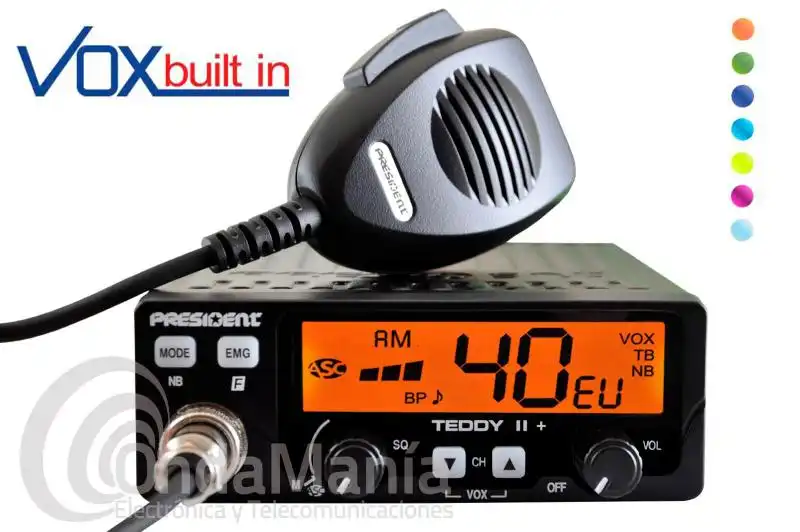 EMISORA DE BANDA CIUDADANA  CB 27 MHZ PRESIDENT TEDDY II + ASC 12/24 V