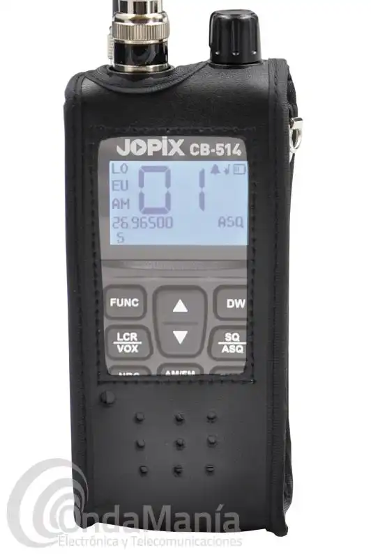 FUNDA  DE PIEL SINTETICA PARA EL JOPIX CB-514 - Funda de piel sinttica hecha a medida para el walkie talkie de CB Jopix CB-514. Se puede llevar con el clip del walkie puesto, o con la cinta banderola