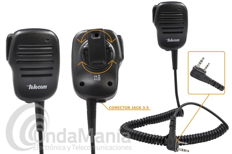 MICROFONO ALTAVOZ TELECOM JD-500-ICA25 COMPATIBLE CON LOS ICOM  IC-A25, IC-A16,... - Micro-altavoz Telecom JD-500-ICA25, incluye en su parte baja una toma de auricular de 3,5 mm (mini-jack), el micro-altavoz es compatible con los walkie talkies Icom aéreos IC-A25 e IC-A16.