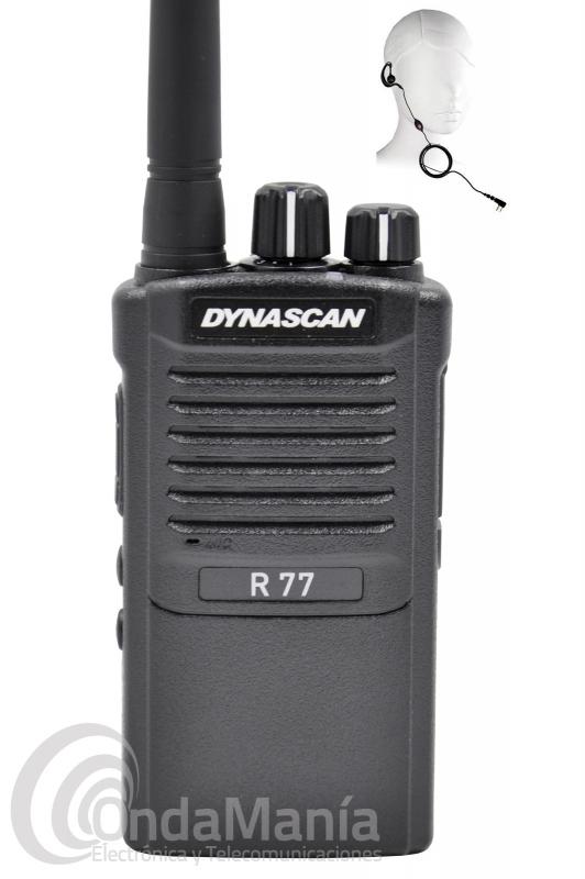 DYNASCAN R-77 PMR446 DE USO LIBRE CON PINGANILLO DE REGALO Y SIN GASTOS DE ENVIO - El Dynascan R-77 es un walkie PMR 446, con 16 canales, sin licencias, sin tasas, compacto, robusto y fiable, incluye batería de litio de alta capacidad con 7,4 V y 1600 mAh, cargador rápido y pinganillo de regalo.