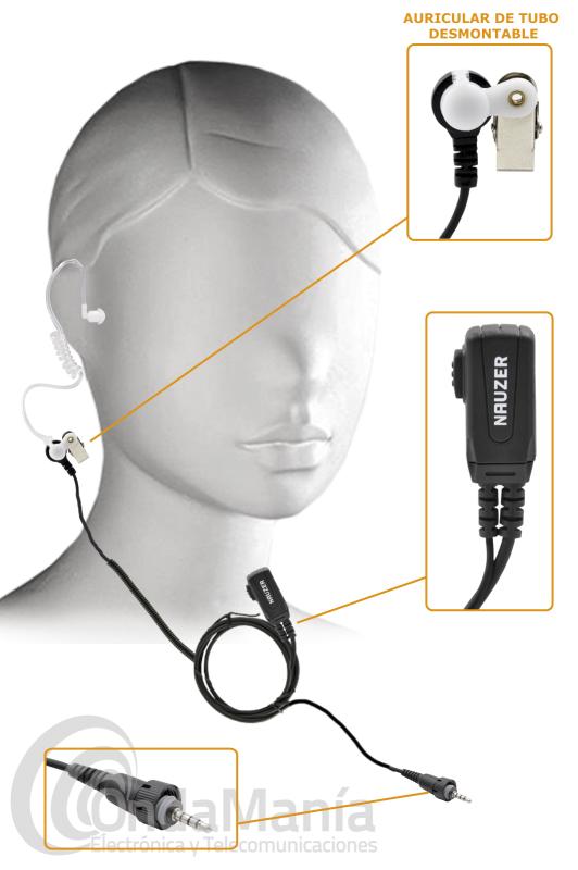 PINGANILLO INTRAUDITIVO NAUZER PIN-39-K5 COMPATIBLE CON EL KENWOOD TK-3601 - Micro-auricular gama alta. Dispone de pinza metlica giratoria en el micro de solapa. Cable rizado, soporte de oreja engomado blando para mayor comodidad. Emplea tecnologa CSP SOUND.