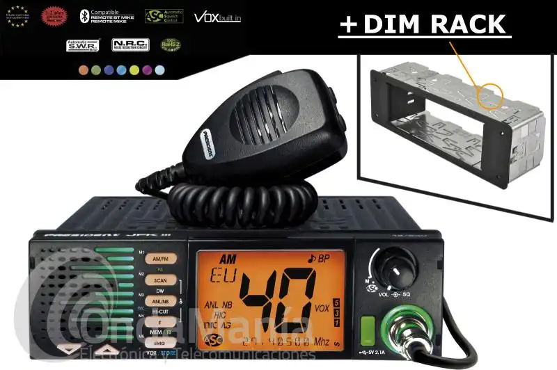 EMISORA PRESIDENT JFK III CON AM/FM 27 MHZ BANDA CIUDADANA BITENSION 12/24V