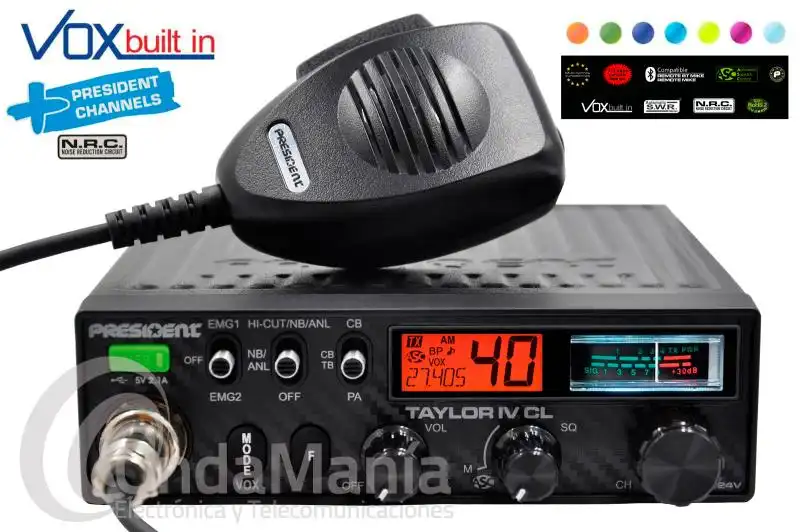 EMISORA DE CB-27 PRESIDENT TAYLOR IV CARBON LINE+PRESIDENT CHANNELS