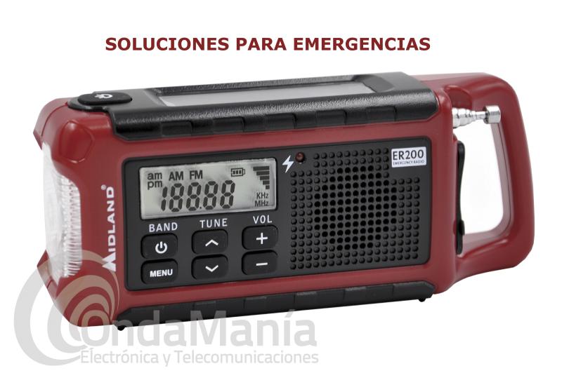 MIDLAND ER200 RADIO DE EMERGENCIA CON LINTERNA Y DIFERENTES MODOS DE CARGA