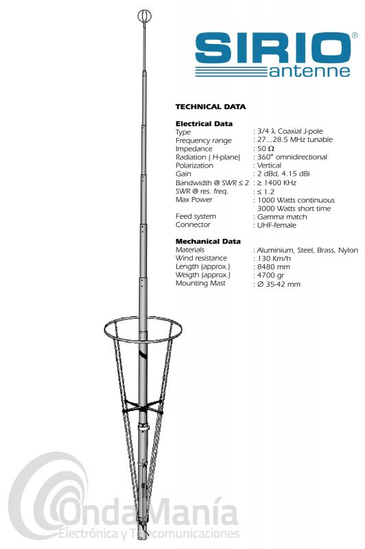 ▷ Antena para emisora sirio AS 100 27Mhz - Solocamión Repuestos