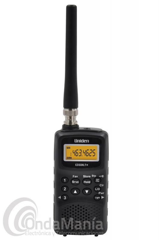 UNIDEN EZI33XLT+ ESCANER PORTATIL DE 78 A 174 MHZ Y DE 406 A 512 MHZ, INCLUYE BATERIAS RECARGABLES - El Uniden EZI33XLT+ es un escáner portátil de reducido tamaño con una cobertura de 78 a 174 Mhz en VHF con radio comercial FM y banda aérea incluidas y de 406  a 512 MHZ en UHF, dispone de 180 memorias y 3 canales directos, LCD retroiluminado, toma de antena con conector BNC, incluye 2 baterías recargables AA y cable USB de alimentación y carga,...