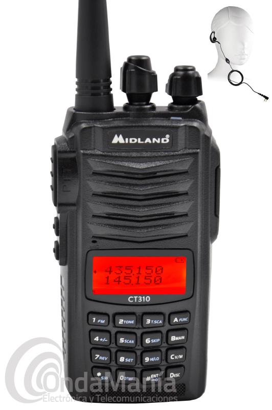 WALKIE TALKIE MIDLAND CT-310 DOBLE BANDA UHF-VHF CON DSP, RADIO FM Y 5W + PINGANILLO DE REGALO