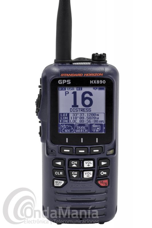 WALKI TALKI MARINO DE VHF STANDARD HORIZON HX-890E CLASE-H DSC, COLOR AZUL, IPX8, FLOTA, GPS,...