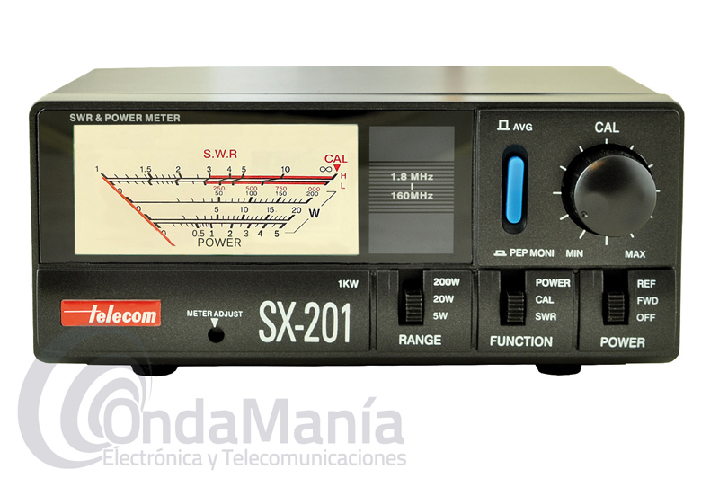 TELECOM SX-201 MEDIDOR DE ESTACIONARIAS Y POTENCIA DIRECTA Y REFLEJADA - Medidor de ROE y Watimetro Telecom SX-201 con un rango de frecuencias desde 1.8 Mhz. hasta 160 Mhz y un rango de frecuencia de 5W hasta 1 KW.