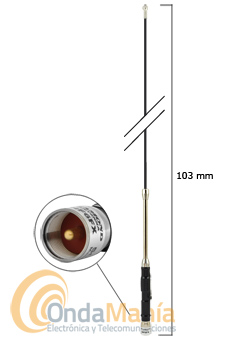 DIAMOND (ORIGINAL) HF-6FX ANTENA MOVIL PARA 50 MHZ - Antena móvil mono-banda de 1/4 de onda para la banda de 50 Mhz, tiene una longitud de 103 mm, 130 gramos de peso y una potencia máxima de 250 W en SSB