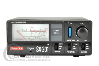 KOMUNICA POWER SX-201 MEDIDOR DE ESTACIONARIAS Y POTENCIA DIRECTA Y REFLEJADA - Medidor de ROE y Watimetro Komunica Power SX-201 con un rango de frecuencias desde 1.8 Mhz. hasta 160 Mhz y un rango de frecuencia de 5W hasta 1 KW.