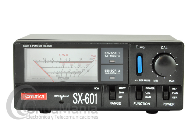 MEDIDOR DE ROE Y WATIMETRO KOMUNICA SX-601 DE 1.8 A 160 Y DE 140 A 525 MHZ - Medidor de ROE (estacionarias) y Watimetro para HF, VHF y UHF de 1.8 - 160 Mhz, 140 - 525 Mhz.